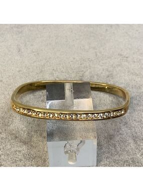 GOLD tone crystal rhinestone cubic Zirconia bangle bracelet